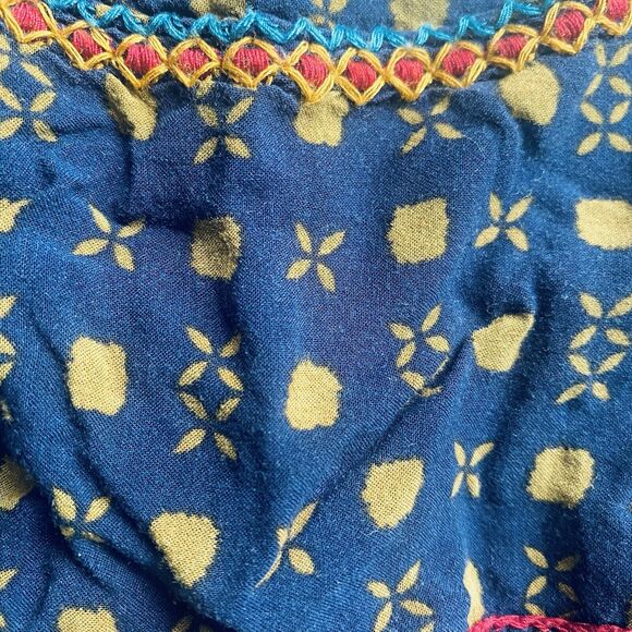 Anthropologie Holding Horses Top 6 Medium Blue Boho Western Short Sleeves Swing - Picture 5 of 7